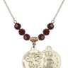 Saint Michael the Archangel Birthstone Necklace | 7/8 inch | 6mm Beads  Garnet 14kt Gold Filled