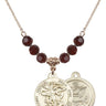 Saint Michael the Archangel Birthstone Necklace | 7/8 inch | 6mm Beads  Garnet 14kt Gold Filled