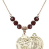 Saint Michael the Archangel Birthstone Necklace | 7/8 inch | 6mm Beads  Garnet 14kt Gold Filled