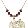 Saint Michael the Archangel Birthstone Necklace | 7/8 inch | 6mm Beads  Garnet 14kt Gold Filled