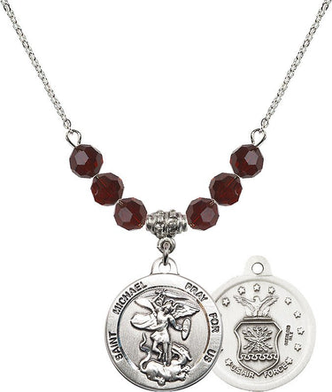 Saint Michael the Archangel Air Force Birthstone Necklace | 7/8 inch