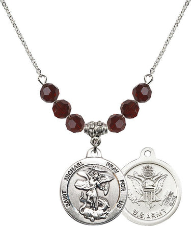 Saint Michael the Archangel Army Birthstone Necklace | 7/8 inch