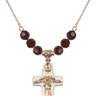 Crucifix Birthstone Necklace | 1 inch | 6mm Beads  Garnet 14kt Gold Filled