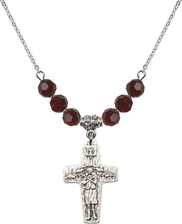Papal Crucifix Birthstone Necklace | 1 inch | 6mm Beads