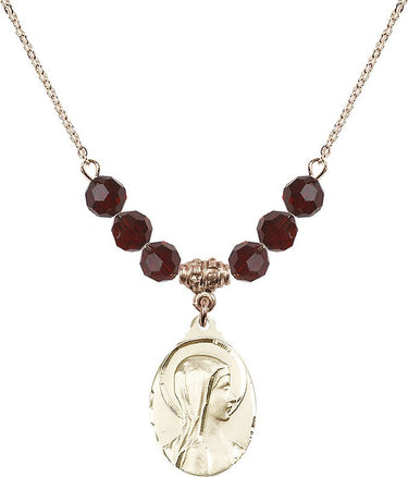 Women's Sorrowful Mother Birthstone Necklace | 7/8 inch | 6mm Beads