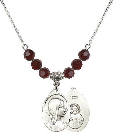 Women's Sorrowful Mother Birthstone Necklace | 7/8 inch | 6mm Beads