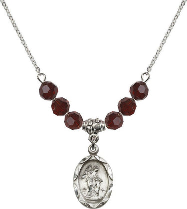 Guardian Angel Birthstone Necklace | 3/4 inch | 6mm Beads