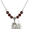 Miraculous Medal Birthstone Necklace | 3/4 inch | 6mm Beads  Garnet Sterling Silver