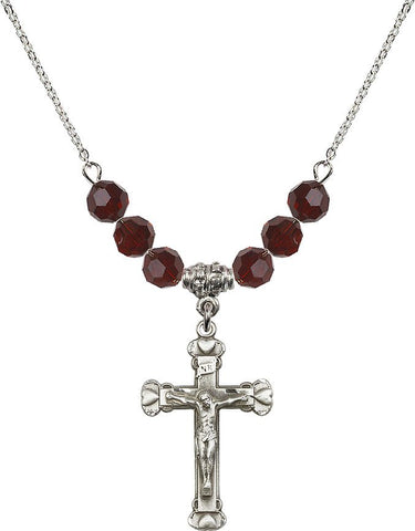 Crucifix Birthstone Necklace | 1 1/8 inch | 6mm Beads | N30-0620