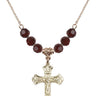 Crucifix Birthstone Necklace | 1 1/8 inch | 6mm Beads  Garnet 14kt Gold Filled