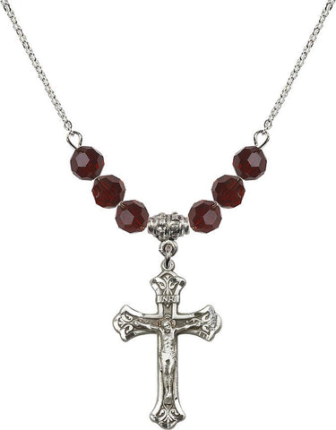 Crucifix Birthstone Necklace | 1 1/8 inch | 6mm Beads | N30-0622
