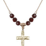 Crucifix Birthstone Necklace | 1 1/8 inch | 6mm Beads  Garnet 14kt Gold Filled