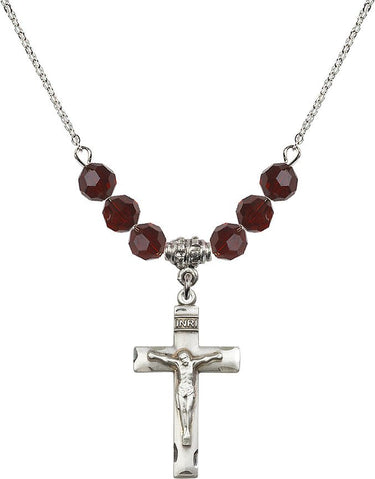 Crucifix Birthstone Necklace | 1 1/8 inch | 6mm Beads | N30-0624