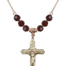 Crucifix Birthstone Necklace | 1 3/8 inch | 6mm Beads  Garnet 14kt Gold Filled