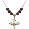 Crucifix Birthstone Necklace | 1 1/4 inch | 6mm Beads  Garnet 14kt Gold Filled