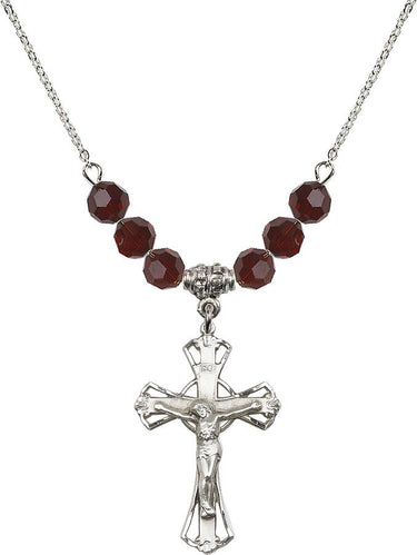 Crucifix Birthstone Necklace | 1 1/4 inch | 6mm Beads | N30-0659