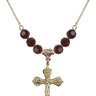 Crucifix Birthstone Necklace | 1 inch | 6mm Beads  Garnet 14kt Gold Filled