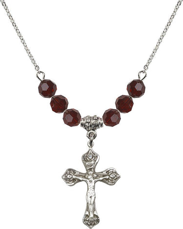 Beads Crucifix Birthstone Necklace | 1 inch | 6mm Beads | N30-0662