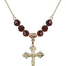 Crucifix Birthstone Necklace | 1 1/8 inch | 6mm Beads  Garnet 14kt Gold Filled