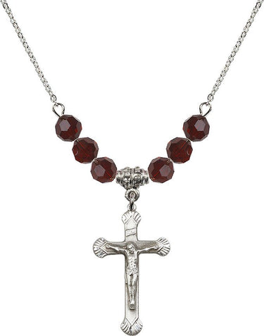 Crucifix Birthstone Necklace | 1 1/8 inch | 6mm Beads | N30-0664