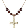 Cross Birthstone Necklace | 1 1/8 inch | 6mm Beads  Garnet 14kt Gold Filled