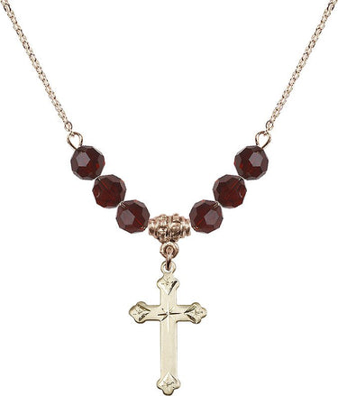 Birthstone Cross Birthstone Necklace | 3/4 inch | 6mm Beads
