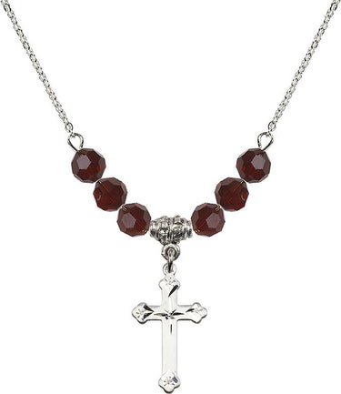 Birthstone Cross Birthstone Necklace | 3/4 inch | 6mm Beads