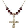 Crucifix Birthstone Necklace | 1 1/4 inch | 6mm Beads  Garnet 14kt Gold Filled
