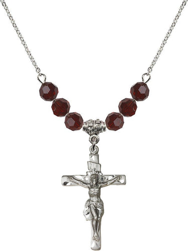 Crucifix Birthstone Necklace | 1 1/4 inch | 6mm Beads | N30-0668