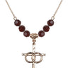 Cross Birthstone Necklace | 1 1/8 inch | 6mm Beads  Garnet 14kt Gold Filled