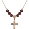 Crucifix Birthstone Necklace | 1 inch | 6mm Beads  Garnet 14kt Gold Filled