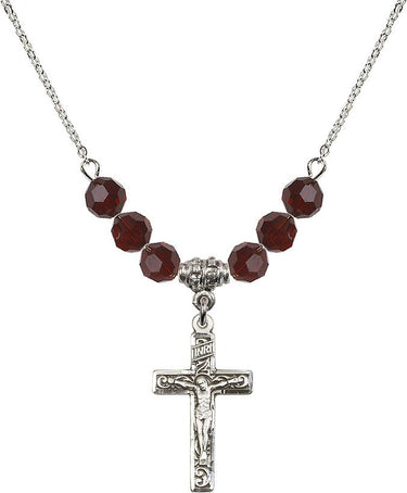 Beads Crucifix Birthstone Necklace | 1 inch | 6mm Beads | N30-0673