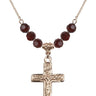 Crucifix Birthstone Necklace | 1 1/4 inch | 6mm Beads  Garnet 14kt Gold Filled