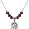 Saint Cecilia Birthstone Necklace | 5/8 inch | 6mm Beads  Garnet Sterling Silver