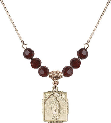 Collar de la Virgen de Guadalupe con piedra natal | 1,5 cm | N30-0804F