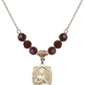 Saint Gerard Majella Birthstone Necklace | 5/8 inch | 6mm Beads  Garnet 14kt Gold Filled