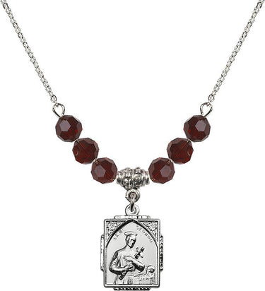 Saint Gerard Majella Birthstone Necklace | 5/8 inch | 6mm Beads