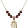 Saint Joseph Birthstone Necklace | 3/4 inch | 6mm Beads  Garnet 14kt Gold Filled