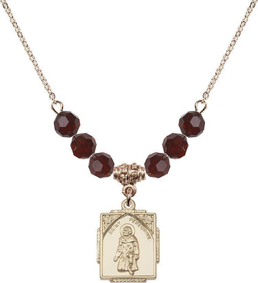 Saint Peregrine Peregrine Birthstone Necklace | 3/4 inch | 6mm Beads