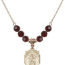 Saint Michael the Archangel Birthstone Necklace | 5/8 inch | 6mm Beads  Garnet 14kt Gold Filled