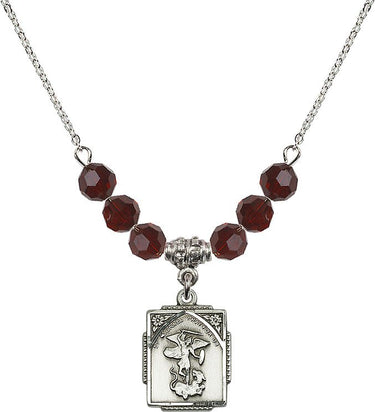 Saint Michael the Archangel Michael Birthstone Necklace | 5/8 inch