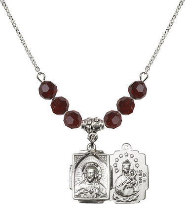 Collar escapulario con piedra de nacimiento | 5/8 pulgada | Cuentas de 6 mm | N30-0804S
