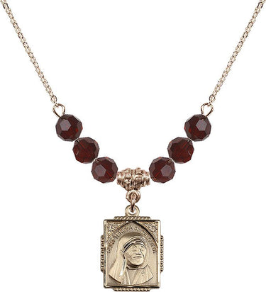 Saint Teresa of Calcutta Birthstone Necklace | 5/8 inch