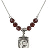 Saint Teresa of Calcutta Birthstone Necklace | 5/8 inch | 6mm Beads  Garnet Sterling Silver