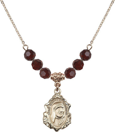 Saint Teresa of Calcutta Birthstone Necklace | 3/4 inch