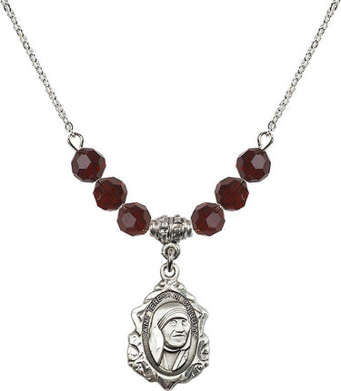 Saint Teresa of Calcutta Birthstone Necklace | 3/4 inch