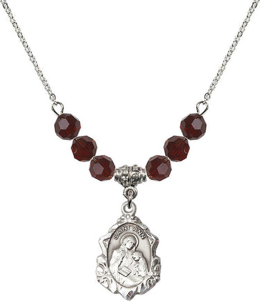 Saint Anne Birthstone Necklace | 3/4 inch | 6mm Beads | N30-0822A