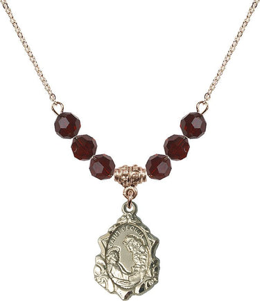 Saint Cecilia Birthstone Necklace | 3/4 inch | 6mm Beads | N30-0822CE