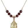 Saint Christopher Birthstone Necklace | 3/4 inch | 6mm Beads  Garnet 14kt Gold Filled