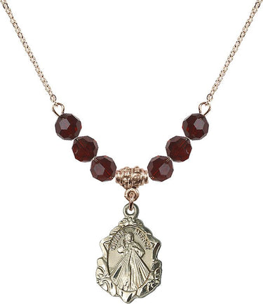 Sterling Divine Mercy Birthstone Necklace | 3/4 inch | 6mm Beads